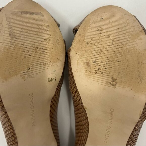 Arturo Chiang Alexis Textured‎ Leather Peep Toe Pumps Size 8 - Picture 9 of 13
